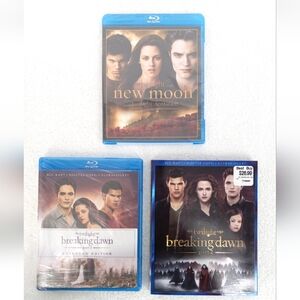 Twilight New Moon and Breaking Dawn 1 & 2 DVD Blu-ray Lot of 3